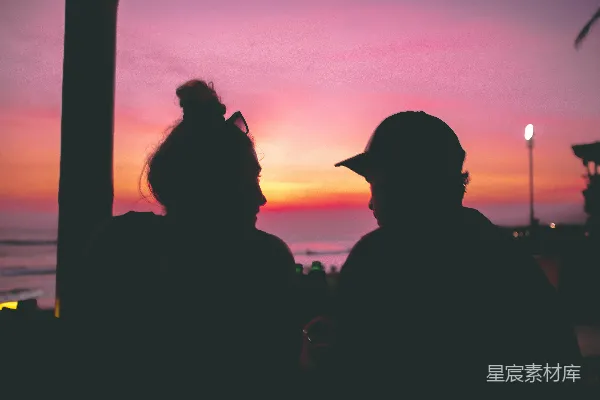 高清摄影 日落时分的剪影情侣