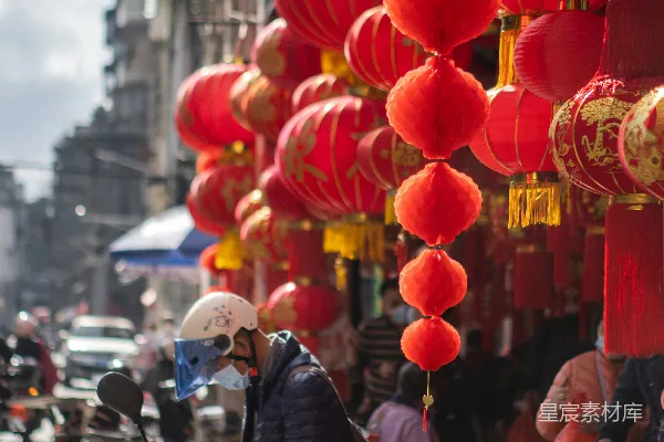 高清摄影 充满喜庆氛围的街道