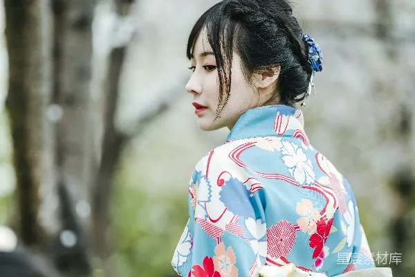 高清摄影 樱花下的和服女子