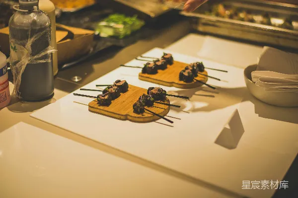 高清摄影 精致串烤肉展示