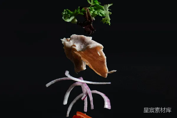 高清摄影 悬浮的三明治配料