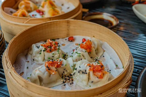 高清摄影 蒸笼里的美味饺子