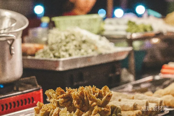 高清摄影 夜市小吃摊