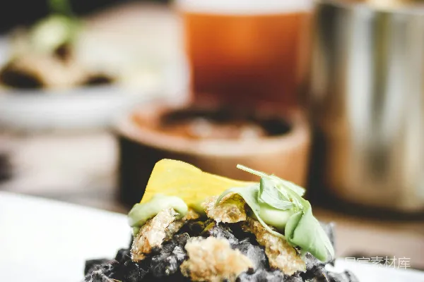 高清摄影 黑米藜麦塔可配新鲜食材