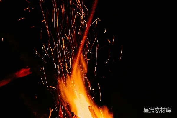 高清摄影 夜幕下的篝火