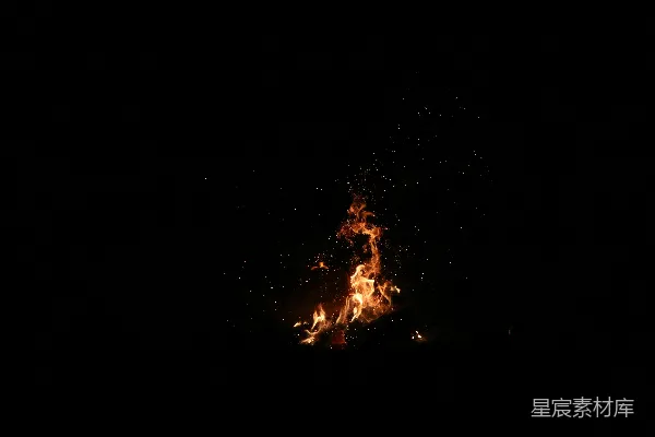 高清摄影 夜幕下的篝火