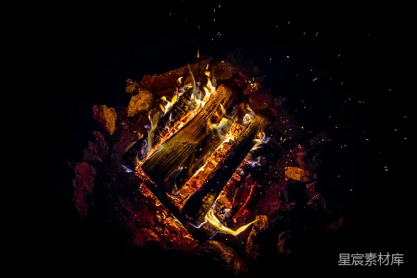 高清摄影 夜幕下的篝火