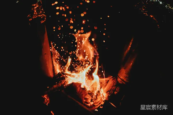 高清摄影 篝火中的夜