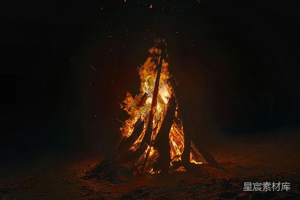 高清摄影 夜幕下的篝火