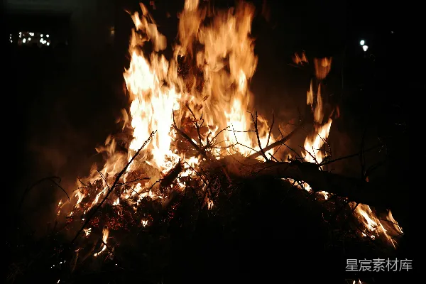 高清摄影 夜幕下的篝火