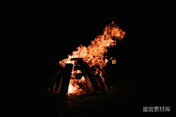 高清摄影 夜幕下的篝火