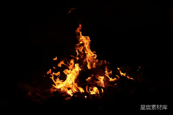 高清摄影 夜幕下的篝火