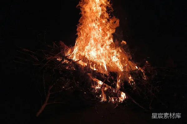 高清摄影 夜幕下的篝火