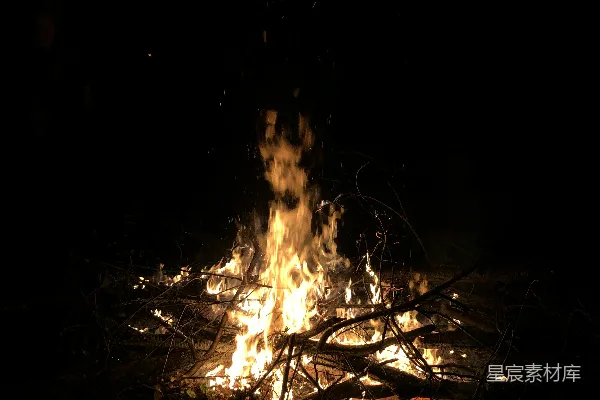 高清摄影 夜幕下的篝火