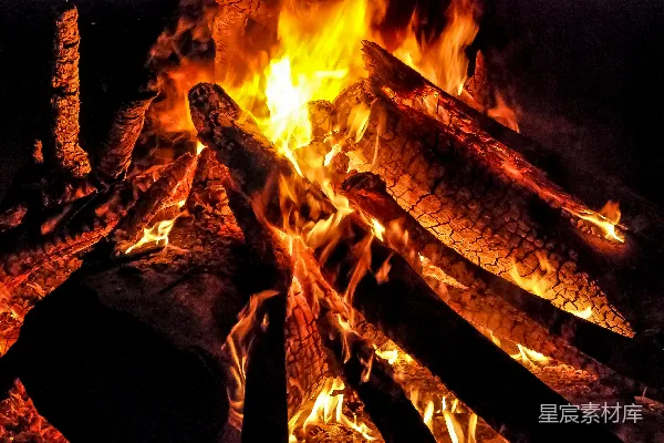 高清摄影 熊熊燃烧的篝火