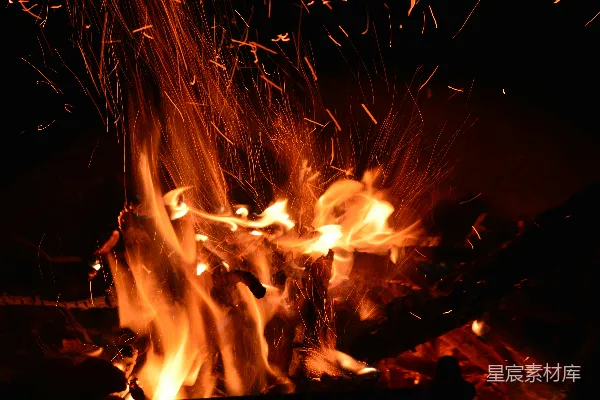 高清摄影 夜幕下的篝火