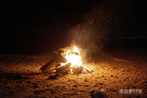 高清摄影 海滩上的篝火