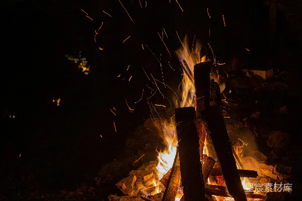 高清摄影 篝火夜景