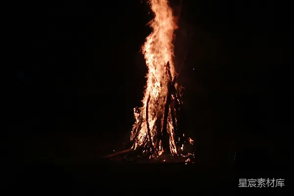 高清摄影 夜幕下的篝火