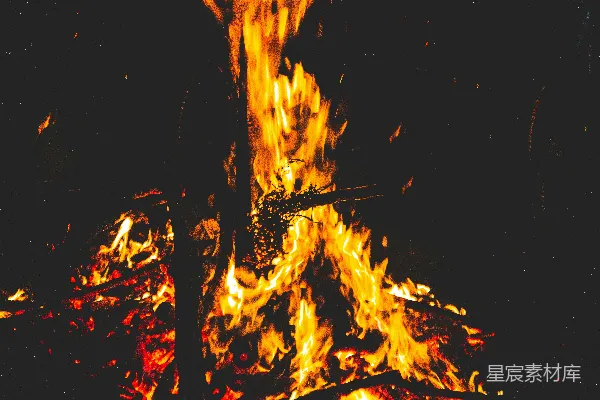 高清摄影 夜幕下的篝火