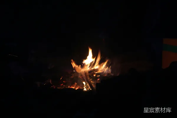 高清摄影 夜幕下的篝火