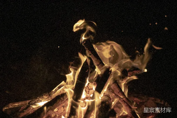 高清摄影 夜幕下的篝火