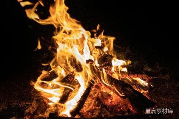 高清摄影 夜幕下的篝火