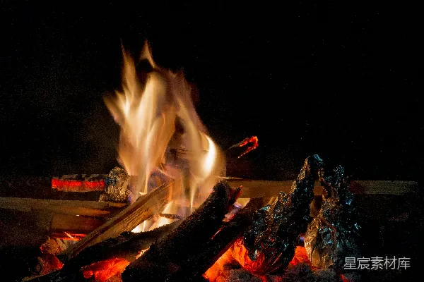 高清摄影 夜幕下的篝火