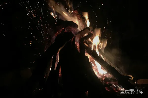 高清摄影 夜幕下的篝火