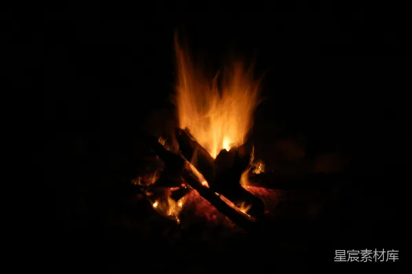 高清摄影 夜幕下的篝火
