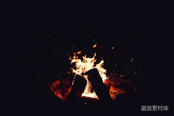 高清摄影 夜幕下的篝火