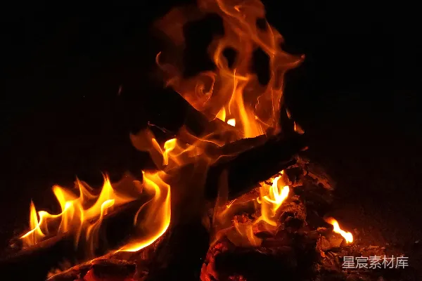 高清摄影 夜幕下的篝火
