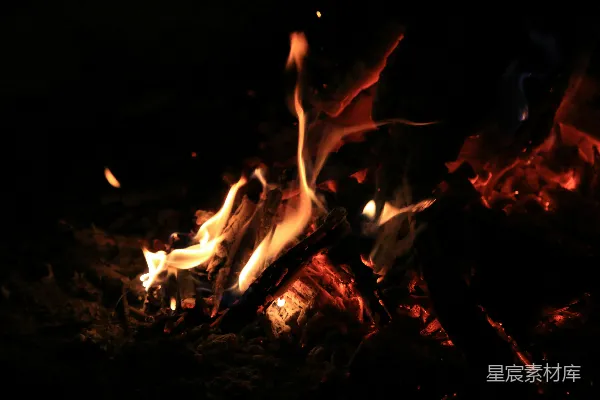 高清摄影 夜幕下的篝火