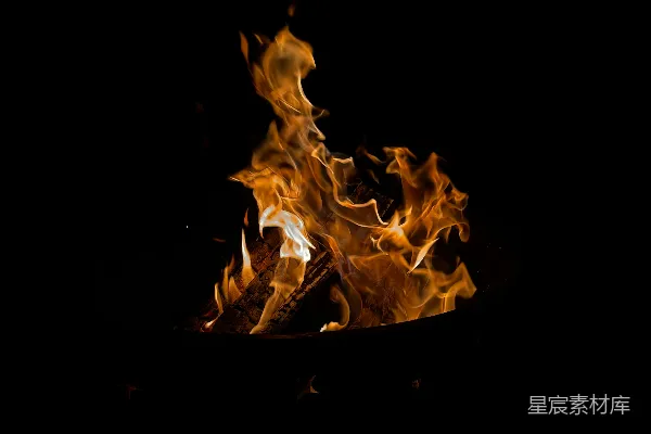 高清摄影 夜幕下的篝火