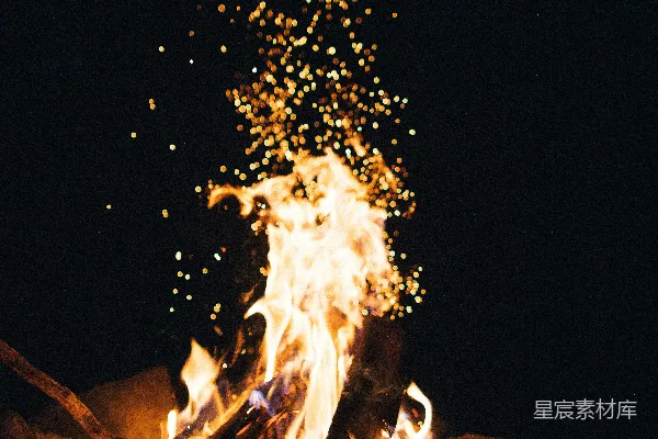 高清摄影 夜幕下的篝火