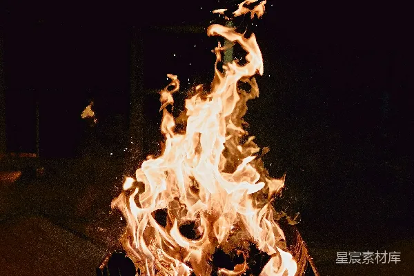 高清摄影 夜色中的篝火