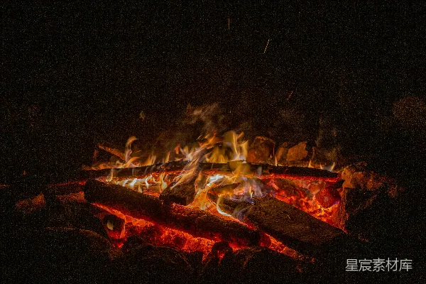 高清摄影 夜幕下的篝火