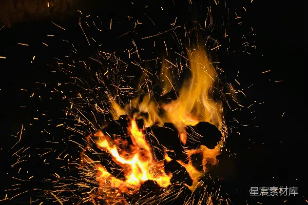 高清摄影 夜空下的篝火