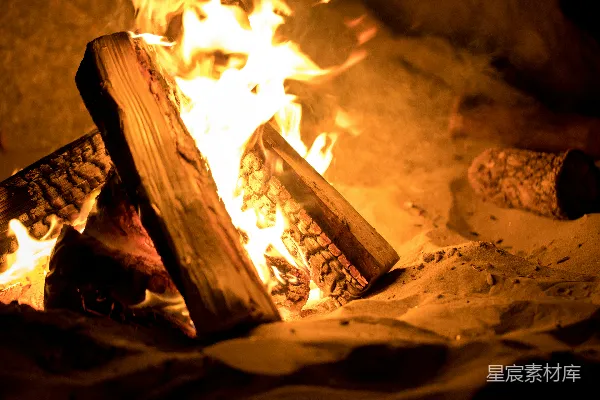 高清摄影 沙滩上的篝火