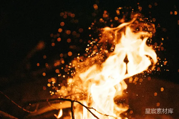 高清摄影 夜幕下的篝火