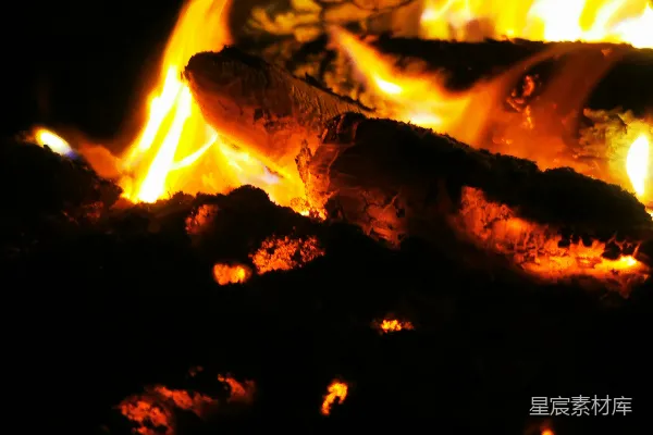 高清摄影 夜幕下的篝火