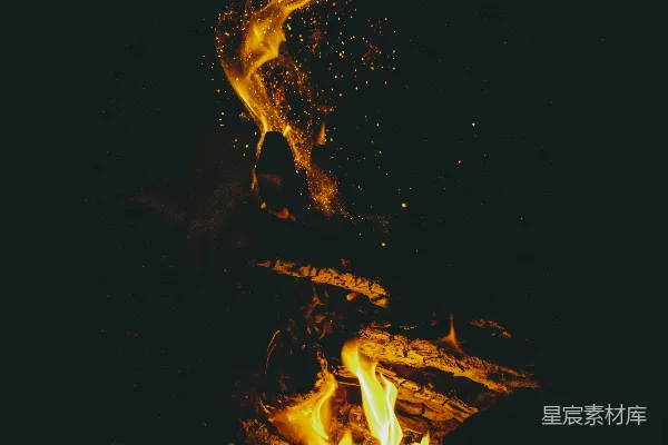 高清摄影 夜幕下的篝火