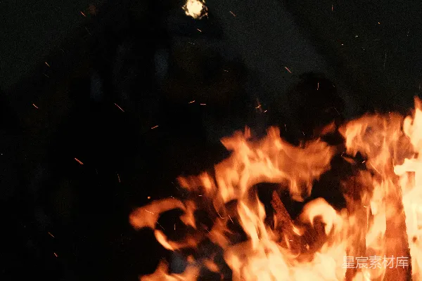高清摄影 夜幕下的篝火