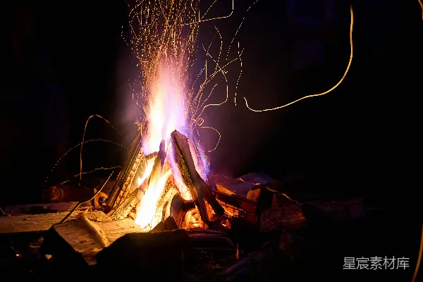 高清摄影 篝火夜景