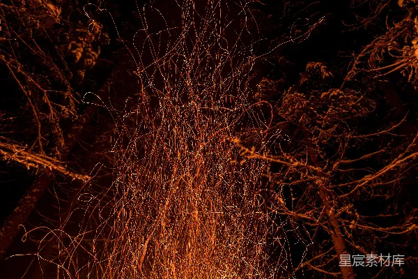 高清摄影 夜空中飞舞的火花