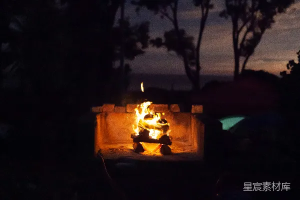 高清摄影 夜幕下的篝火