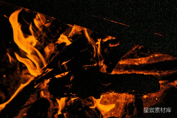 高清摄影 夜幕下的篝火