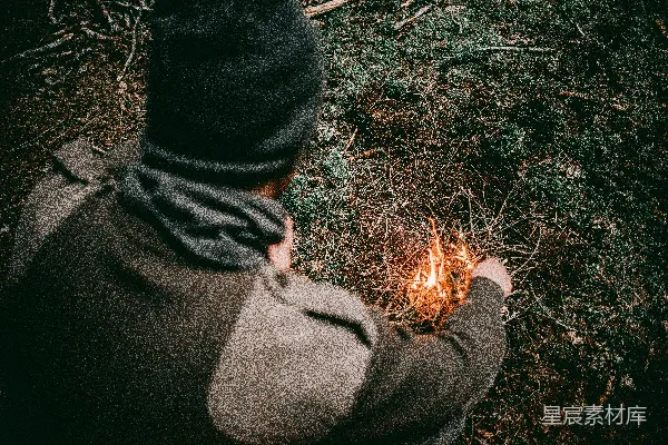 高清摄影 夜幕下的篝火