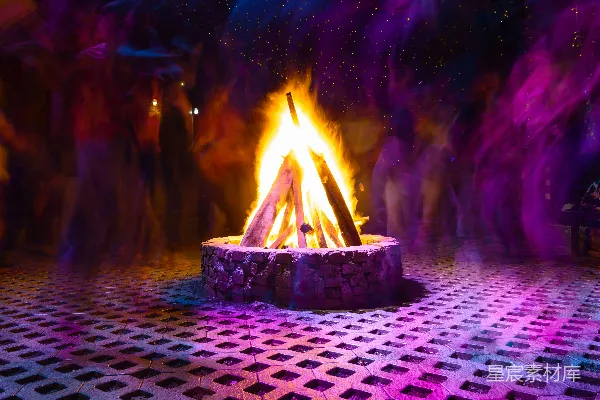 高清摄影 篝火晚会的魔幻夜景
