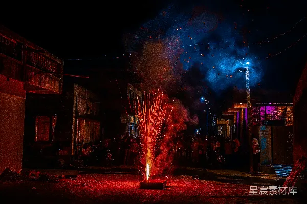 高清摄影 夜市烟火庆典